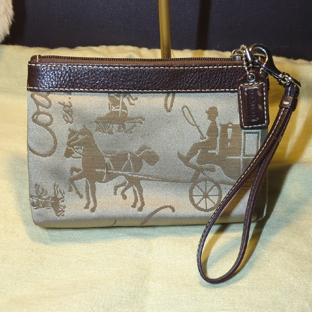 Coach Tan and Brown Horse and Carriage Wristlet NOW ONLY $50 - Picture 2 of 4